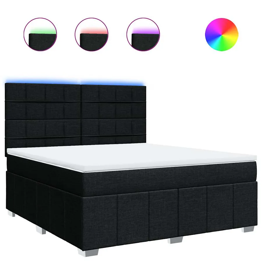 Sommier à lattes de lit avec matelas Noir 180x200 cm Tissu - 2