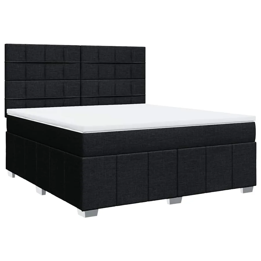 Sommier à lattes de lit avec matelas Noir 180x200 cm Tissu - 3