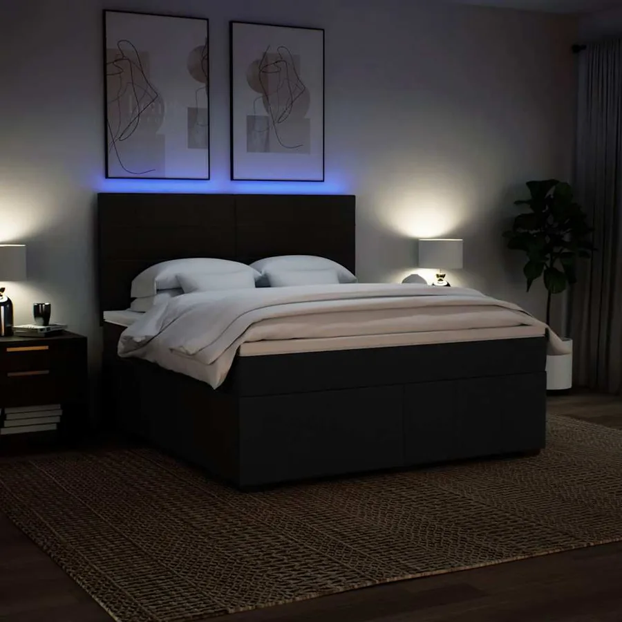 Sommier à lattes de lit avec matelas Noir 180x200 cm Tissu - 4