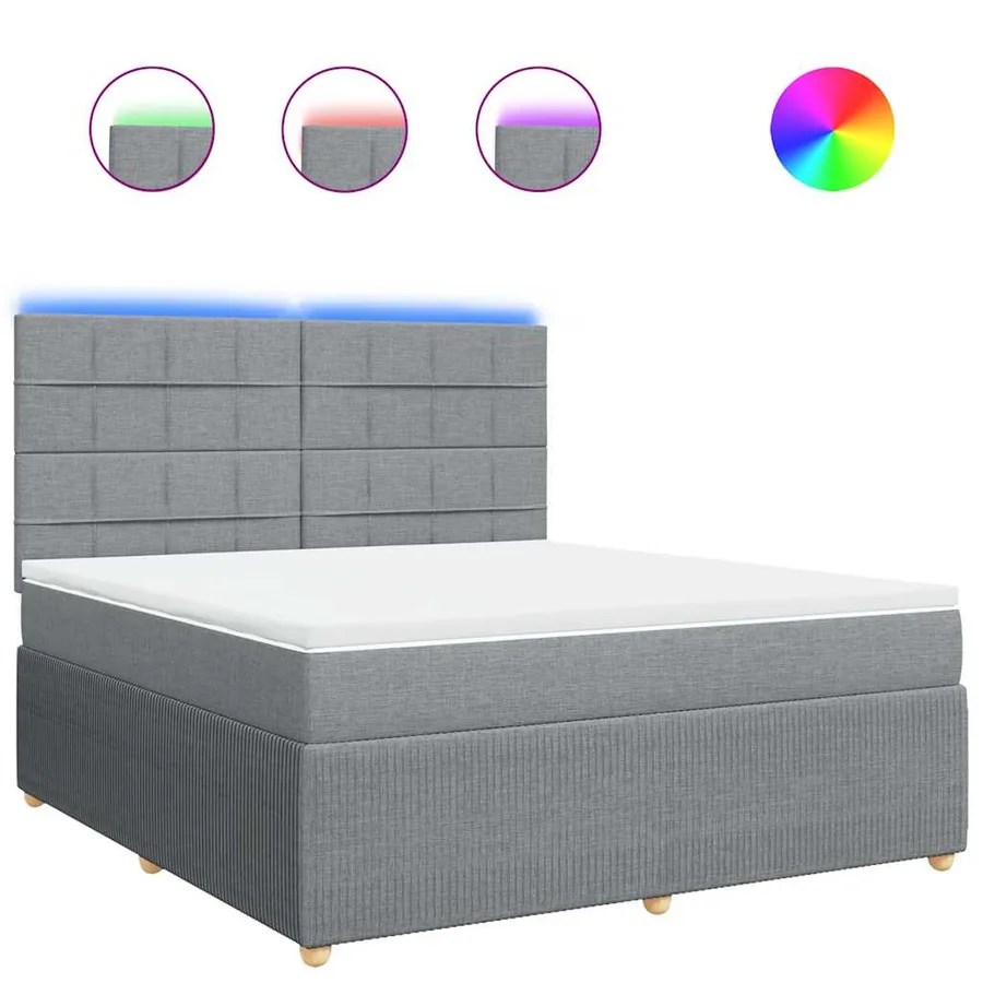 Sommier à lattes de lit avec matelas Gris clair 180x200cm Tissu - 2