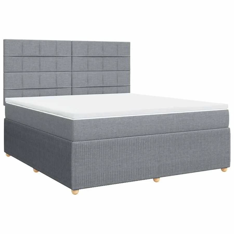 Sommier à lattes de lit avec matelas Gris clair 180x200cm Tissu - 3