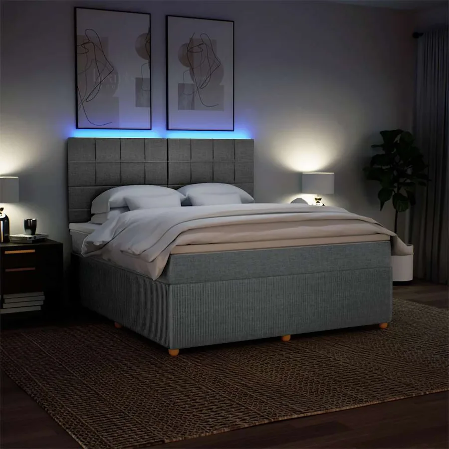 Sommier à lattes de lit avec matelas Gris clair 180x200cm Tissu - 4