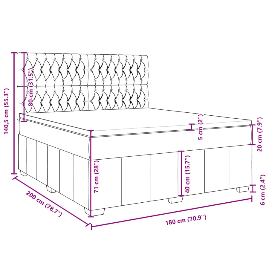 Sommier à lattes de lit avec matelas Gris clair 180x200cm Tissu - 18