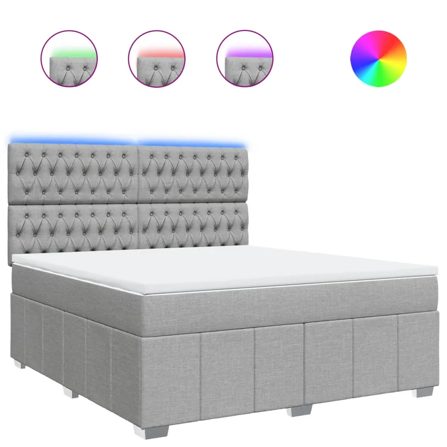 Sommier à lattes de lit avec matelas Gris clair 180x200cm Tissu - 2