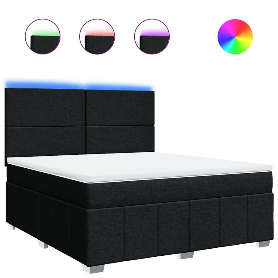 Sommier à lattes de lit avec matelas Noir 180x200 cm Tissu - 2