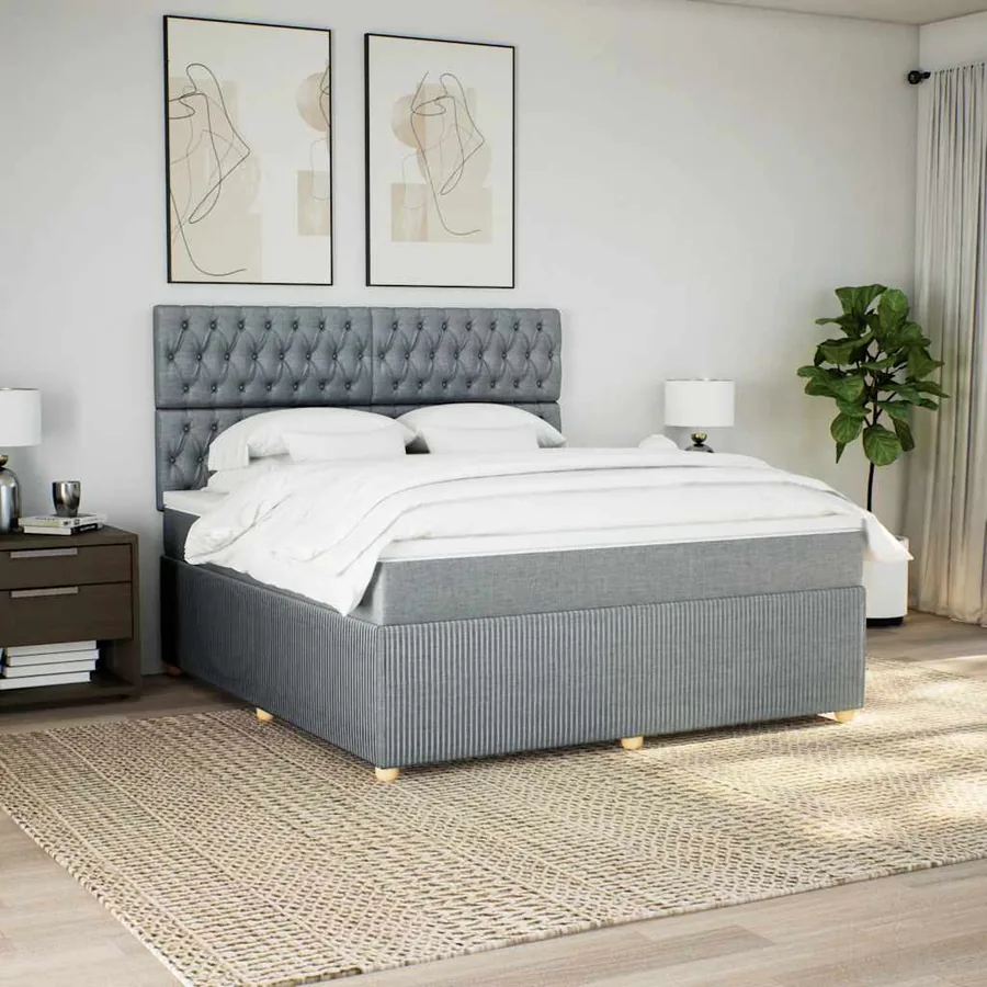Sommier à lattes de lit avec matelas Gris clair 180x200cm Tissu