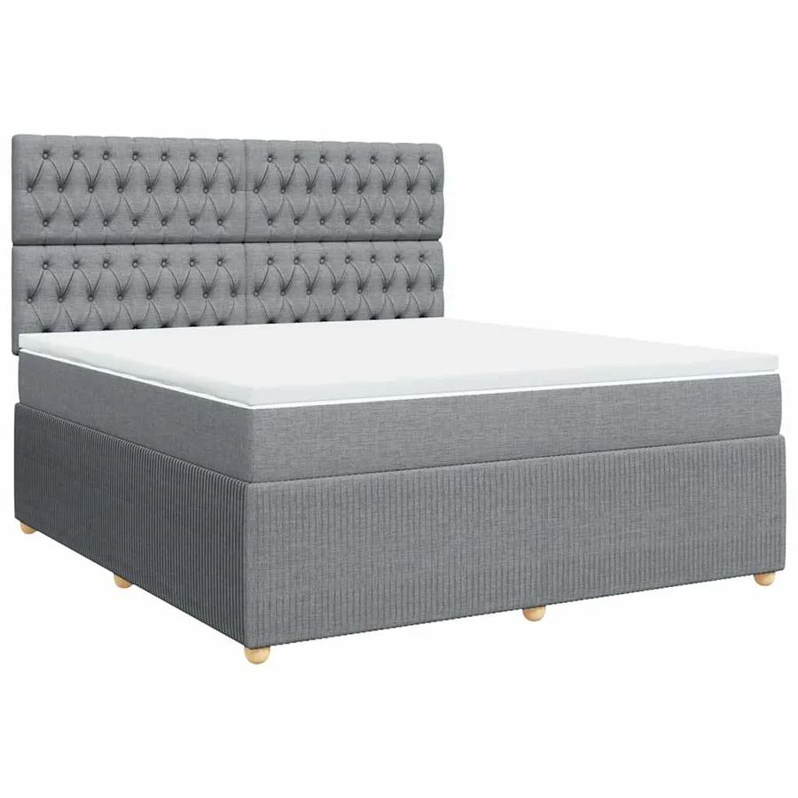 Sommier à lattes de lit avec matelas Gris clair 180x200cm Tissu - 3