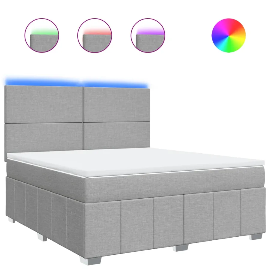Sommier à lattes de lit avec matelas Gris clair 180x200cm Tissu - 2