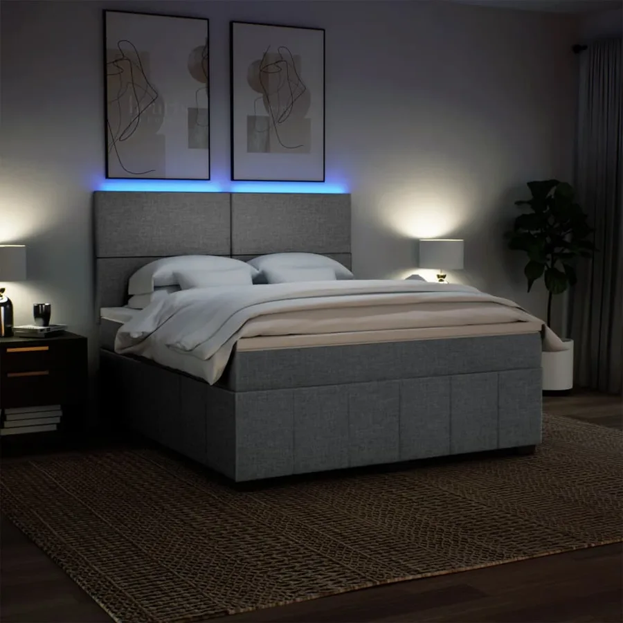 Sommier à lattes de lit avec matelas Gris clair 180x200cm Tissu - 4