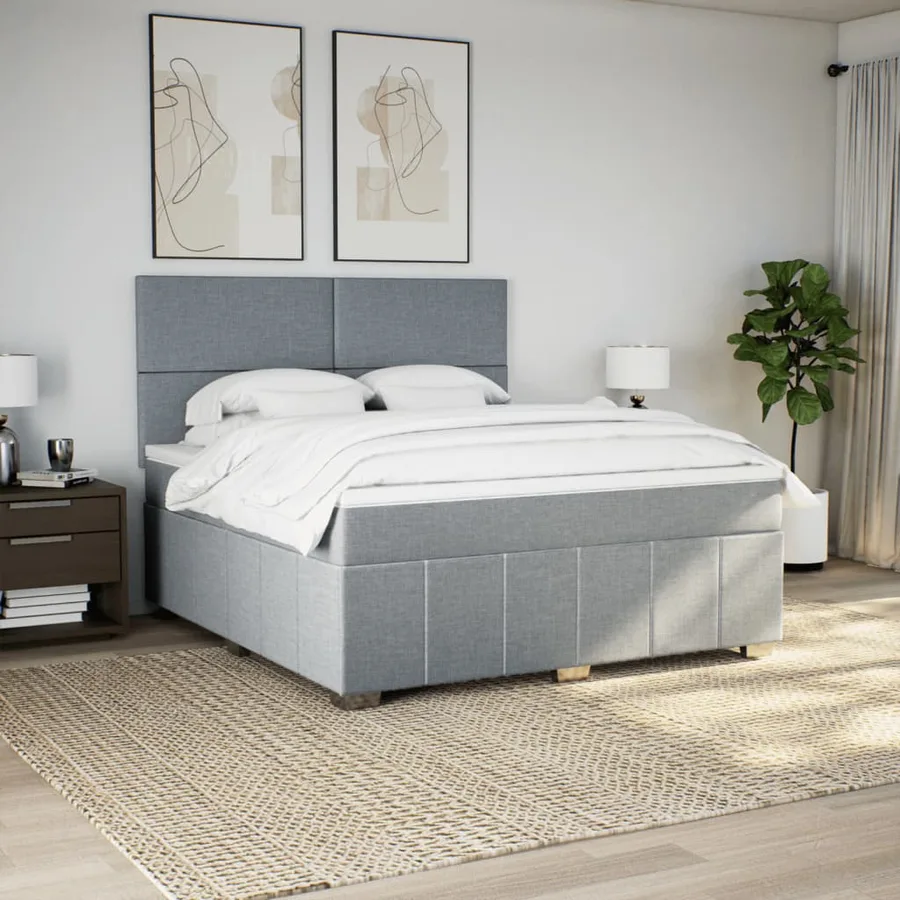 Sommier à lattes de lit avec matelas Gris clair 180x200cm Tissu - 5