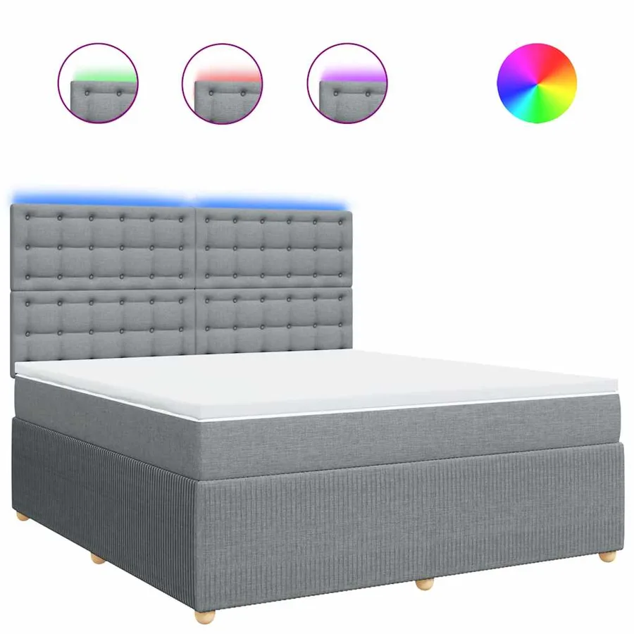 Sommier à lattes de lit avec matelas Gris clair 180x200cm Tissu - 2
