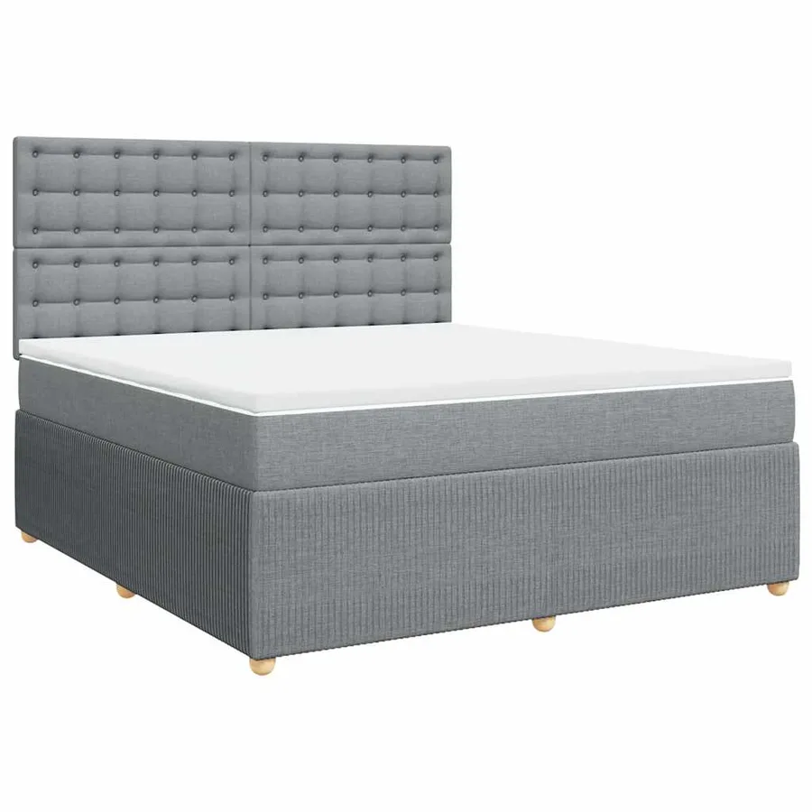 Sommier à lattes de lit avec matelas Gris clair 180x200cm Tissu - 3