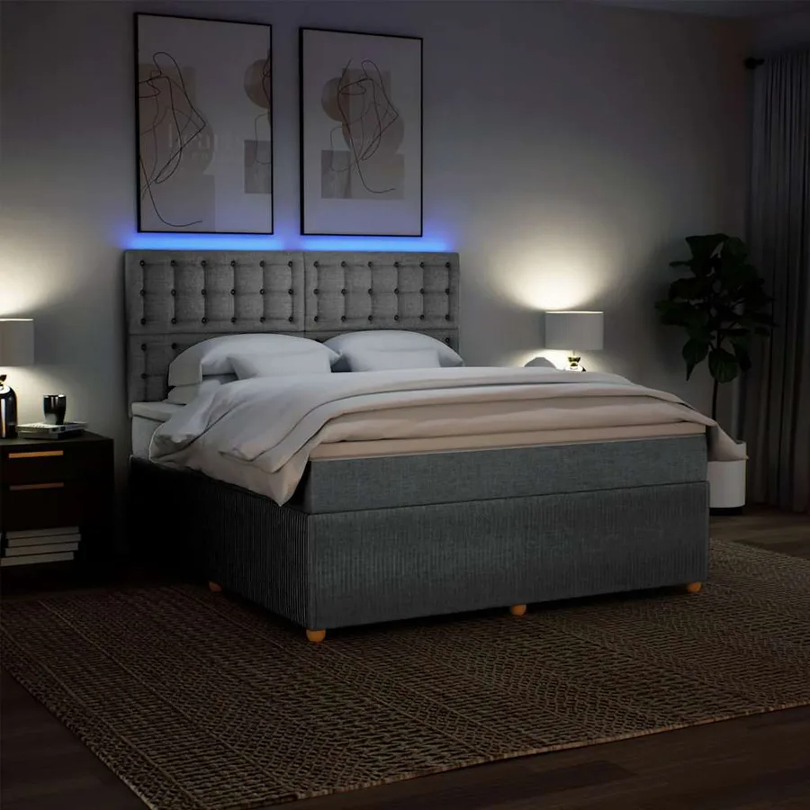 Sommier à lattes de lit avec matelas Gris clair 180x200cm Tissu - 4