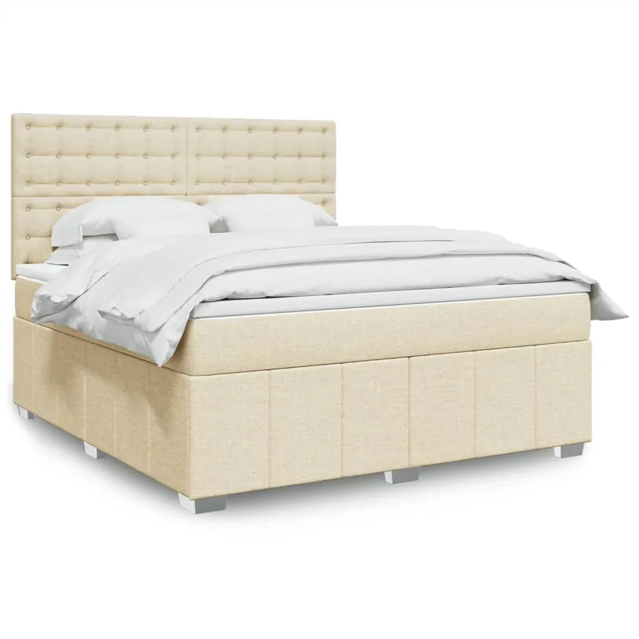 Sommier à lattes de lit avec matelas Crème 180x200 cm Tissu