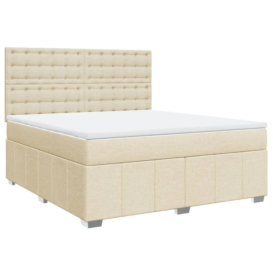 Sommier à lattes de lit avec matelas Crème 180x200 cm Tissu - 2