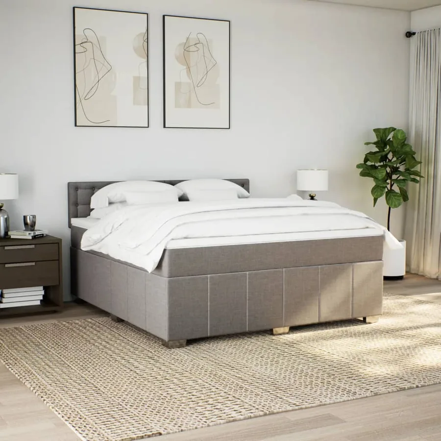 Sommier à lattes de lit avec matelas Taupe 180x200 cm Tissu - 3