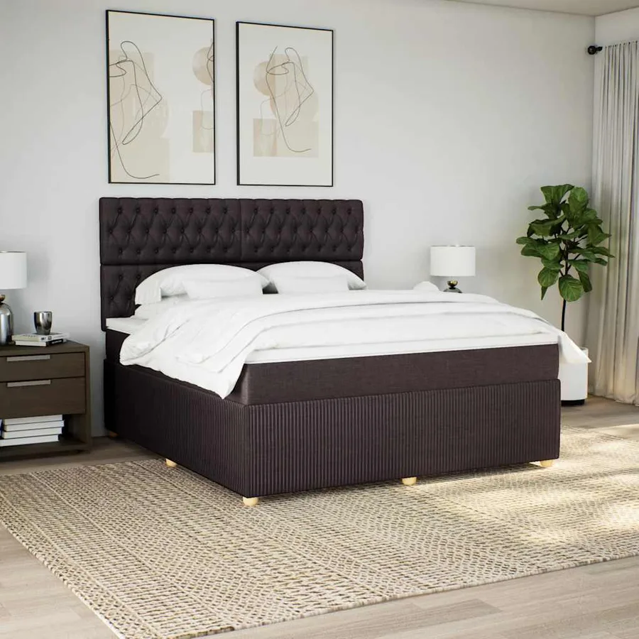 Sommier à lattes de lit avec matelas Marron foncé 180x200 cm - 3