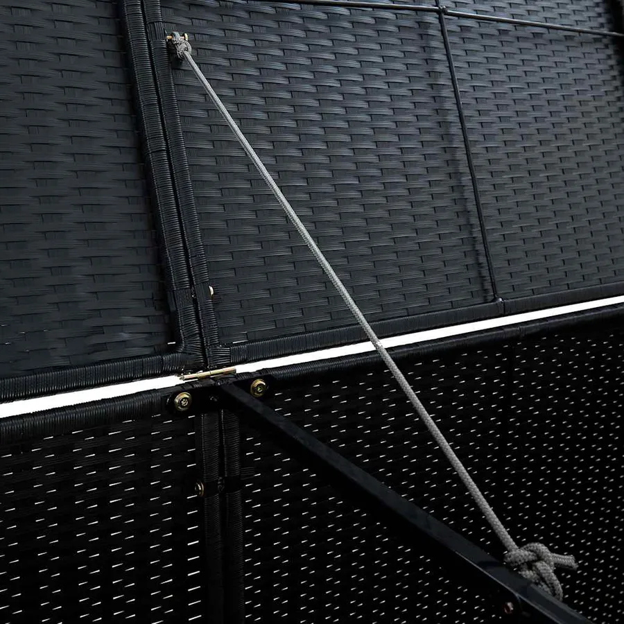 Double Wheelie Bin Shed Poly Rattan Black 148x80x111 cm - 10