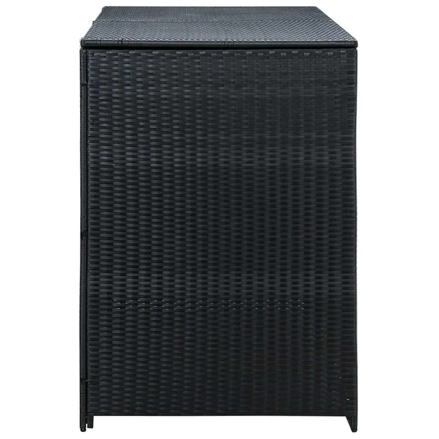 Double Wheelie Bin Shed Poly Rattan Black 148x80x111 cm - 7