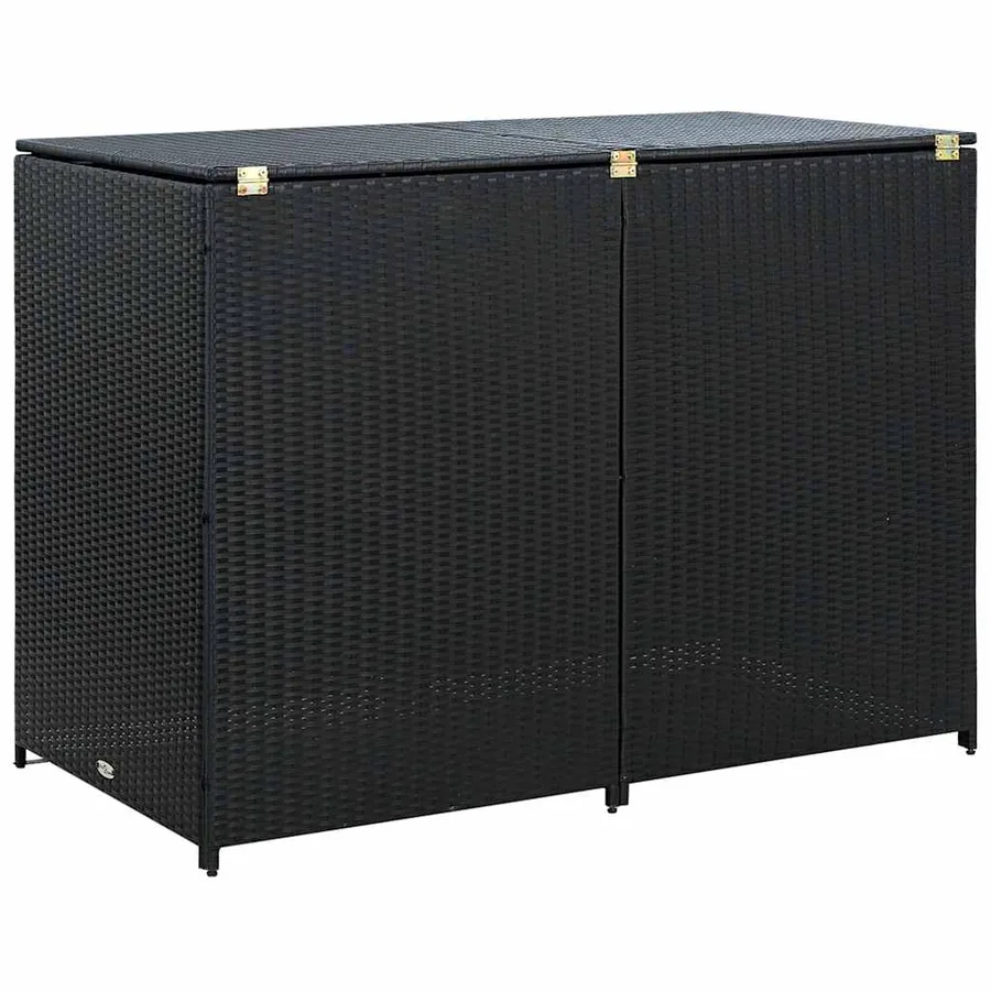 Abris pour poubelle double Résine tressée Noir 148x80x111 cm - 8