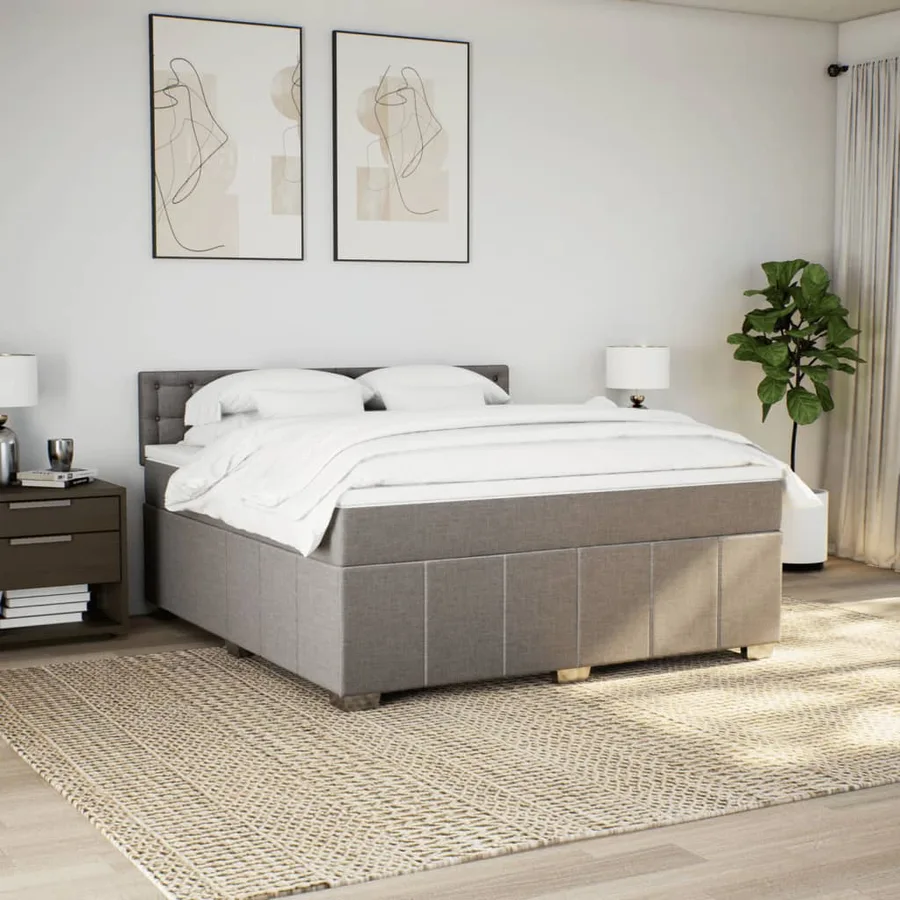 Sommier à lattes de lit avec matelas Taupe 180x200 cm Tissu - 4