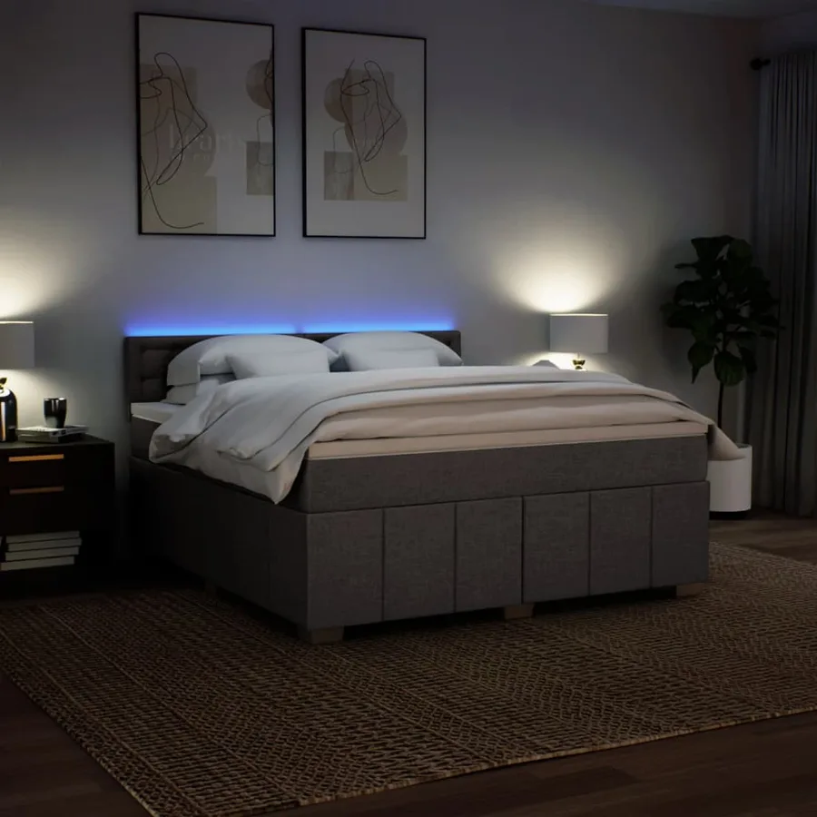 Sommier à lattes de lit avec matelas Taupe 180x200 cm Tissu - 5