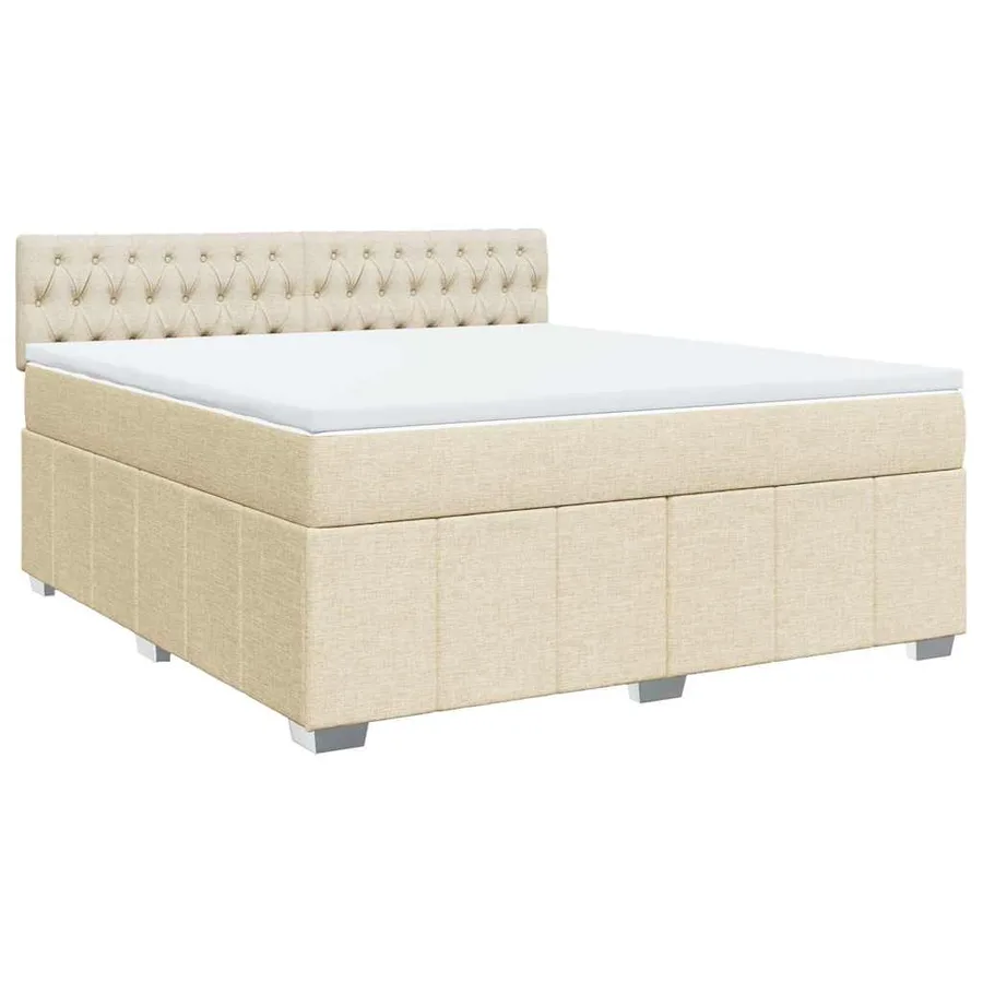 Sommier à lattes de lit avec matelas Crème 180x200 cm Tissu - 2
