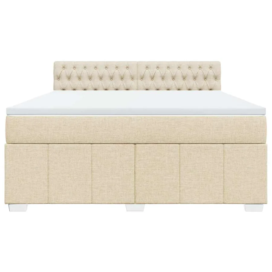 Sommier à lattes de lit avec matelas Crème 180x200 cm Tissu - 4