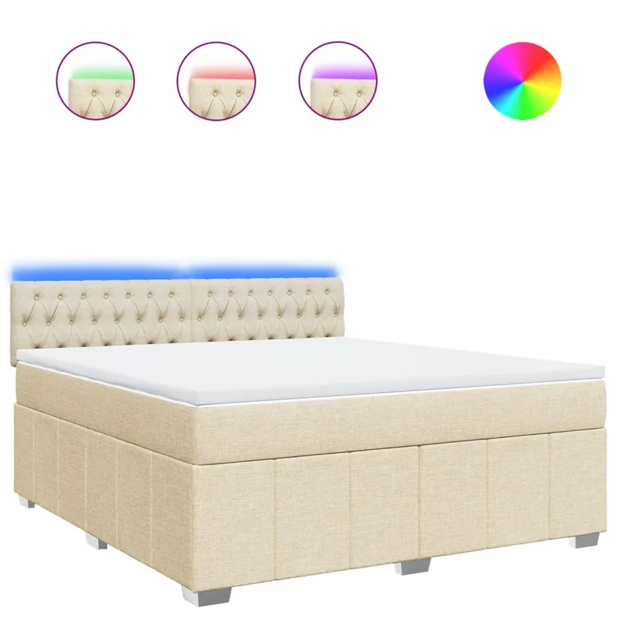 Sommier à lattes de lit avec matelas Crème 180x200 cm Tissu - 2