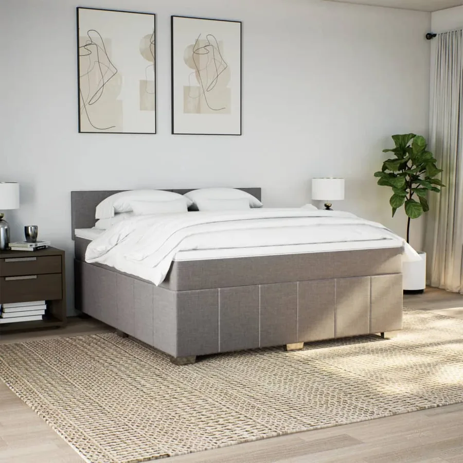 Sommier à lattes de lit avec matelas Taupe 180x200 cm Tissu - 3