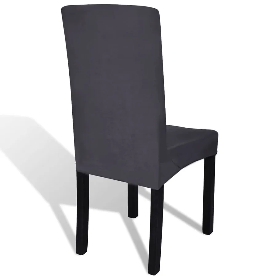 Housse de chaise droite extensible 6 pcs anthracite - 4
