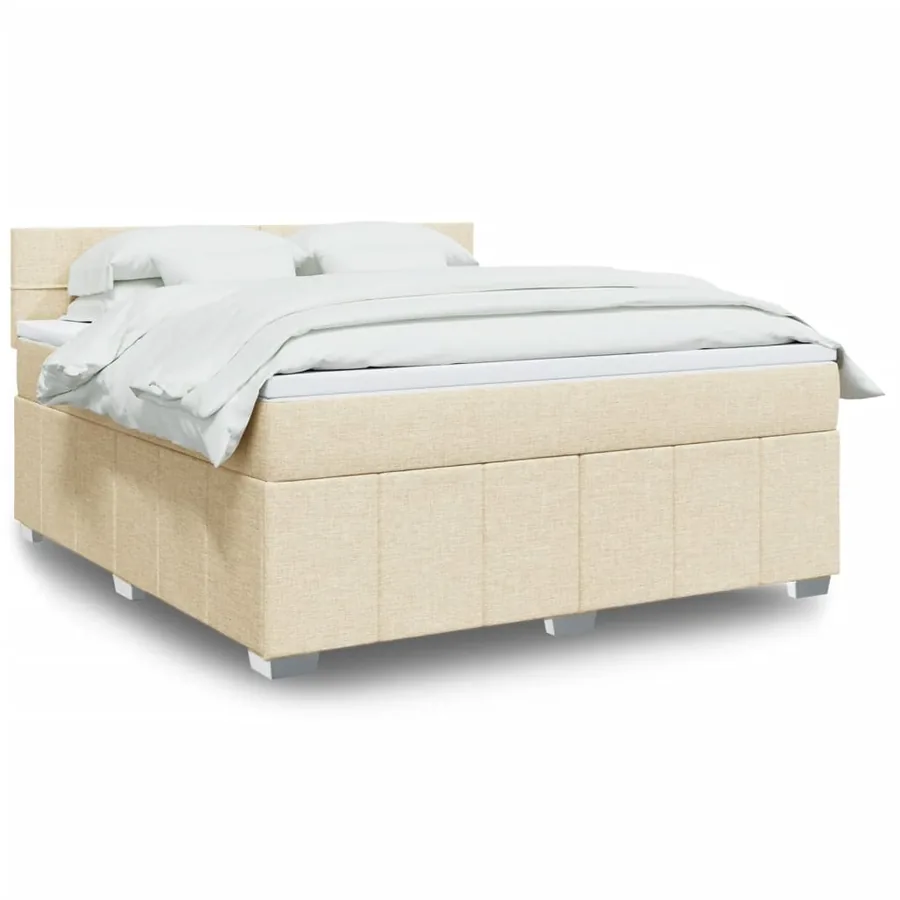 Sommier à lattes de lit avec matelas Crème 180x200 cm Tissu