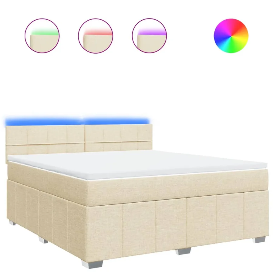 Sommier à lattes de lit avec matelas Crème 180x200 cm Tissu - 2