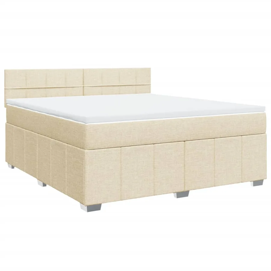 Sommier à lattes de lit avec matelas Crème 180x200 cm Tissu - 3