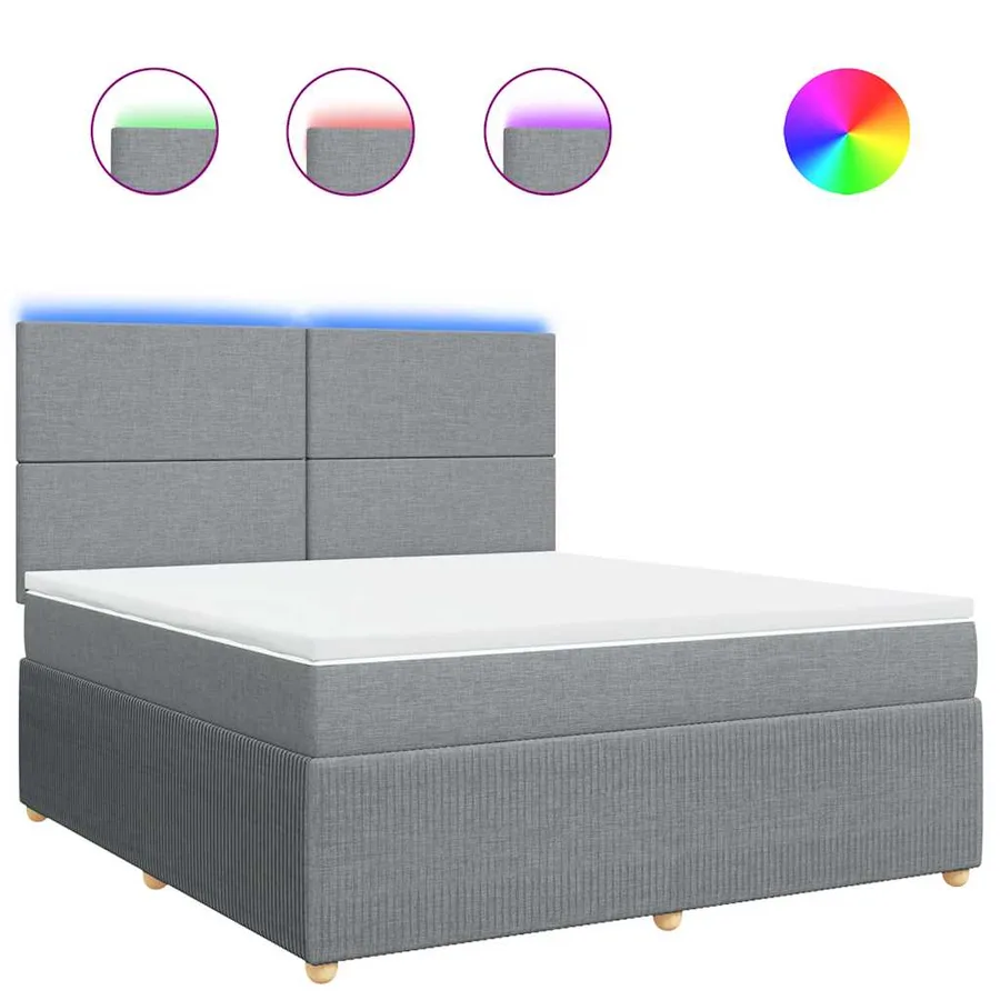 Sommier à lattes de lit avec matelas Gris clair 180x200cm Tissu - 2