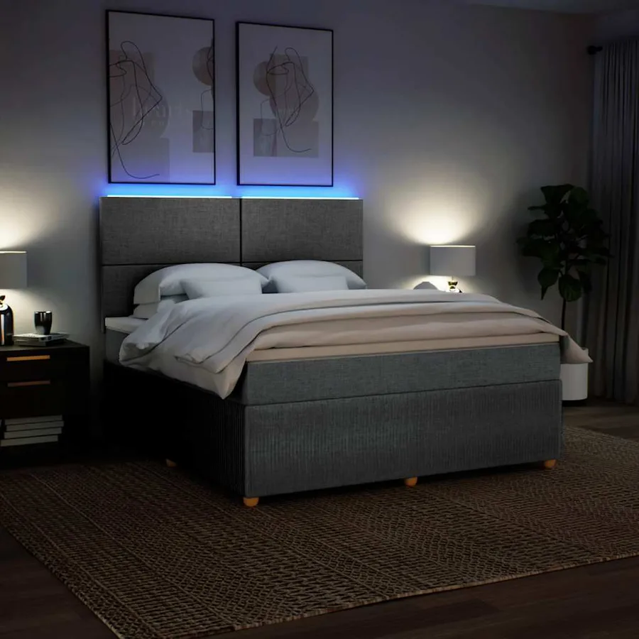Sommier à lattes de lit avec matelas Gris clair 180x200cm Tissu - 4