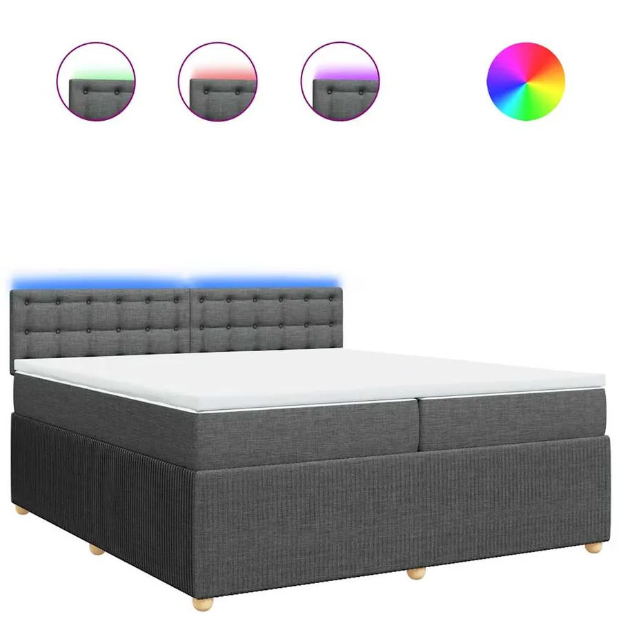 Sommier à lattes de lit avec matelas Gris foncé 200x200cm Tissu - 2