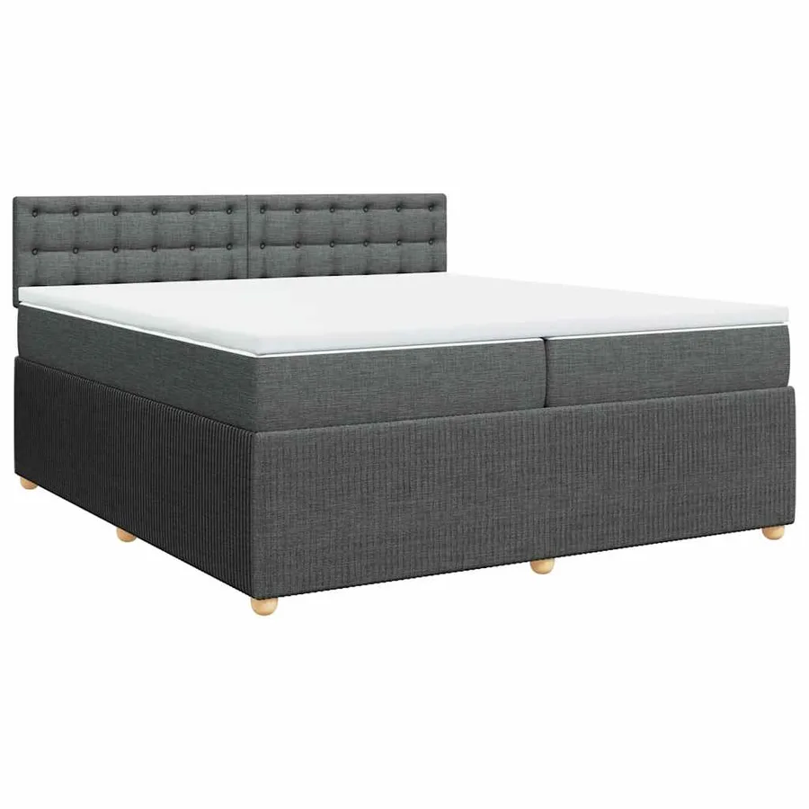 Sommier à lattes de lit avec matelas Gris foncé 200x200cm Tissu - 3