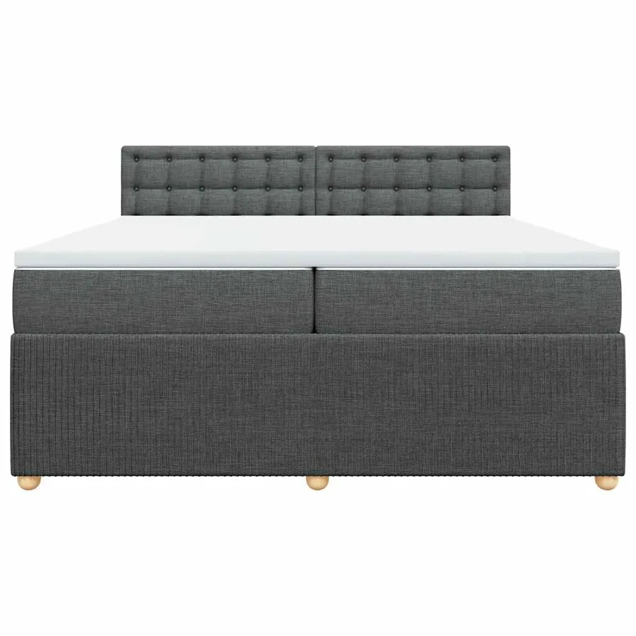 Sommier à lattes de lit avec matelas Gris foncé 200x200cm Tissu - 6