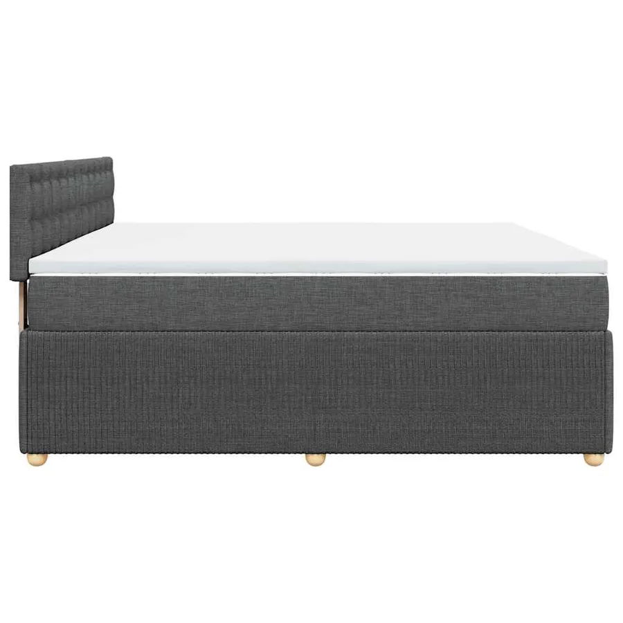 Sommier à lattes de lit avec matelas Gris foncé 200x200cm Tissu - 7