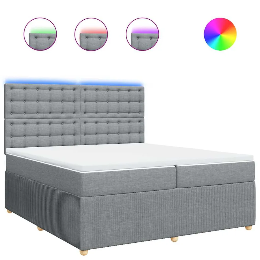 Sommier à lattes de lit avec matelas Gris clair 200x200cm Tissu - 2