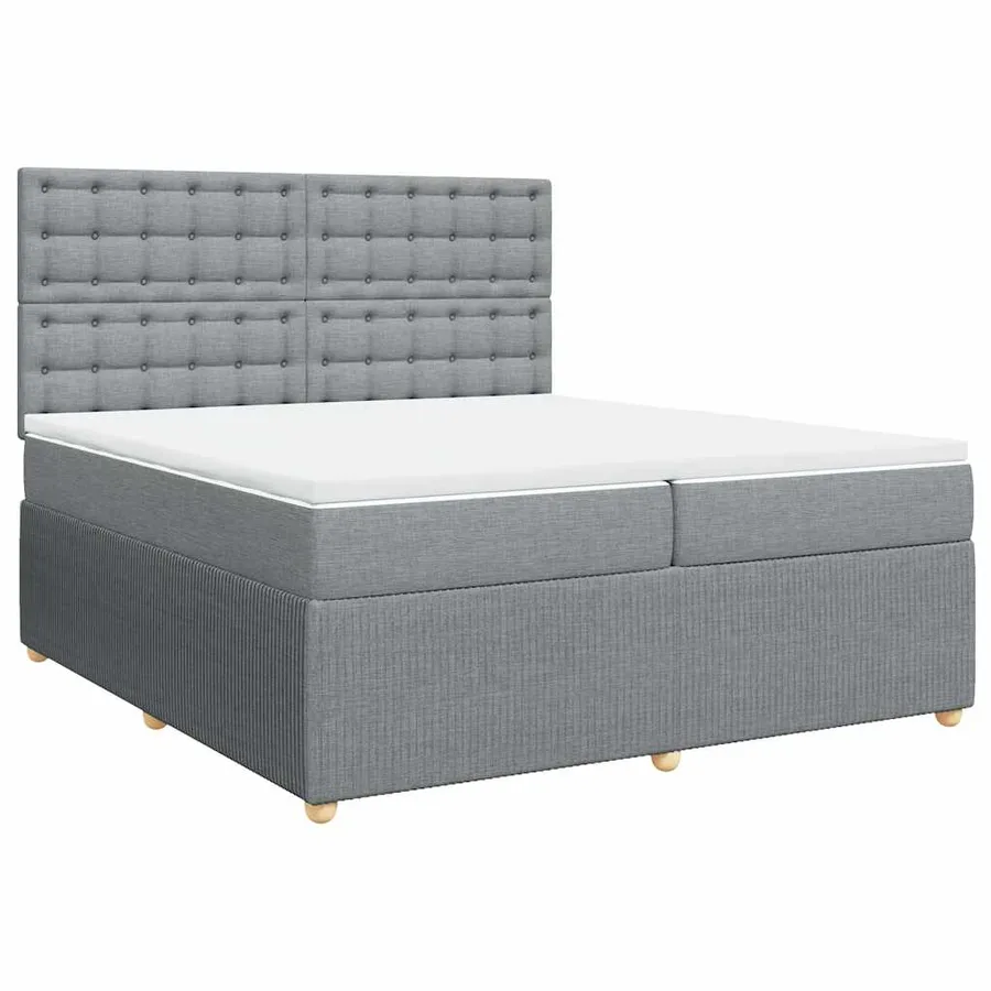 Sommier à lattes de lit avec matelas Gris clair 200x200cm Tissu - 3