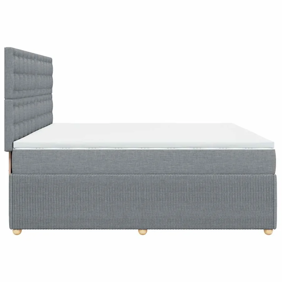 Sommier à lattes de lit avec matelas Gris clair 200x200cm Tissu - 7