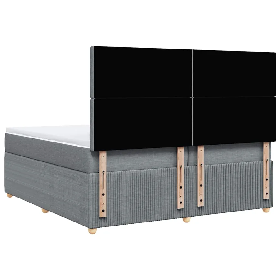 Sommier à lattes de lit avec matelas Gris clair 200x200cm Tissu - 8