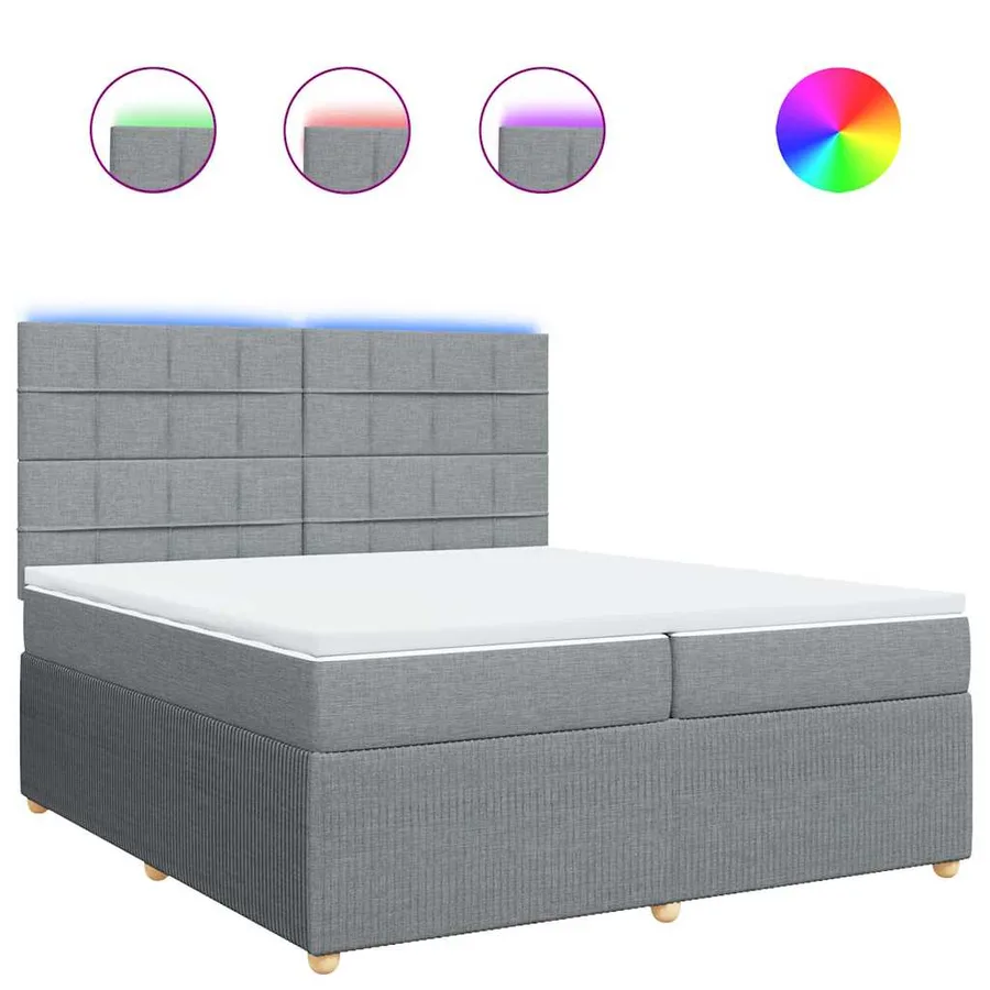 Sommier à lattes de lit avec matelas Gris clair 200x200cm Tissu - 2