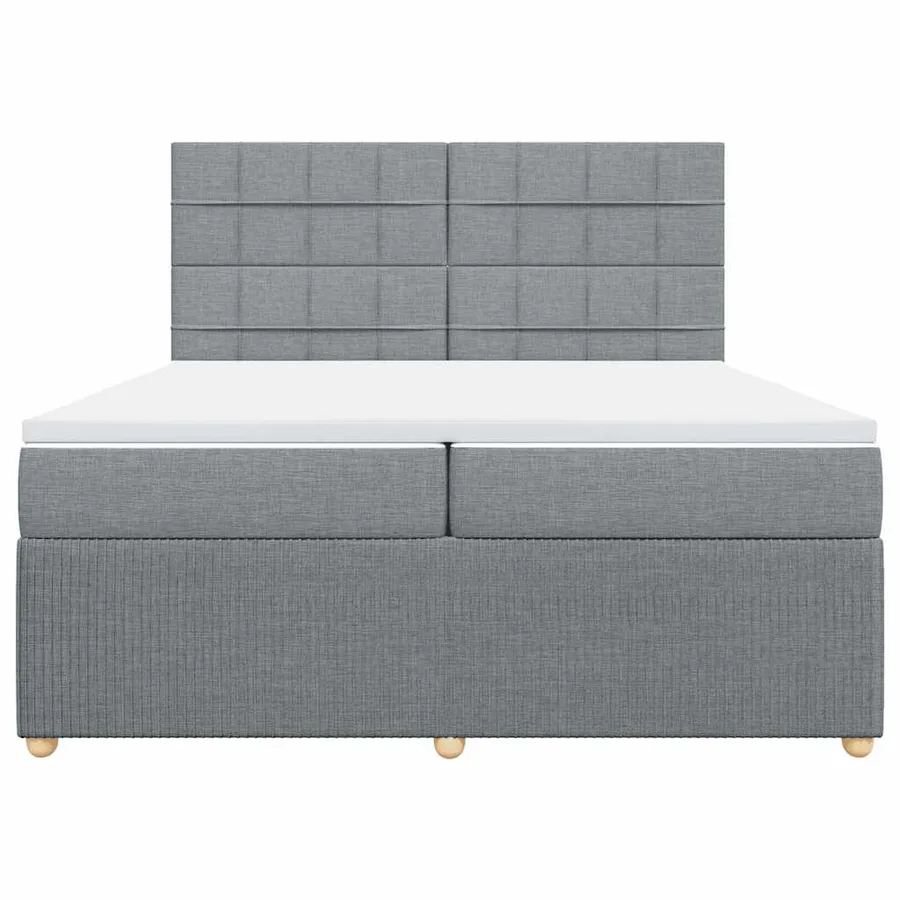Sommier à lattes de lit avec matelas Gris clair 200x200cm Tissu - 6