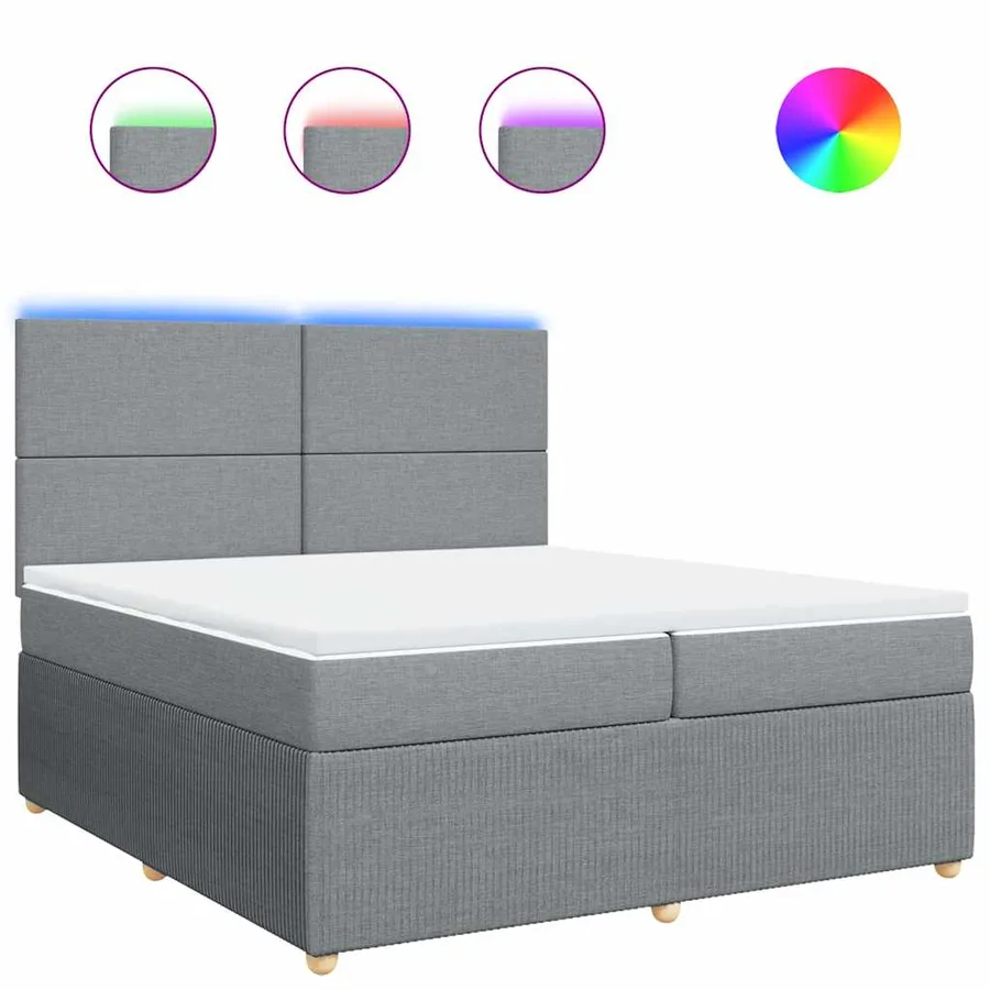 Sommier à lattes de lit avec matelas Gris clair 200x200cm Tissu - 2