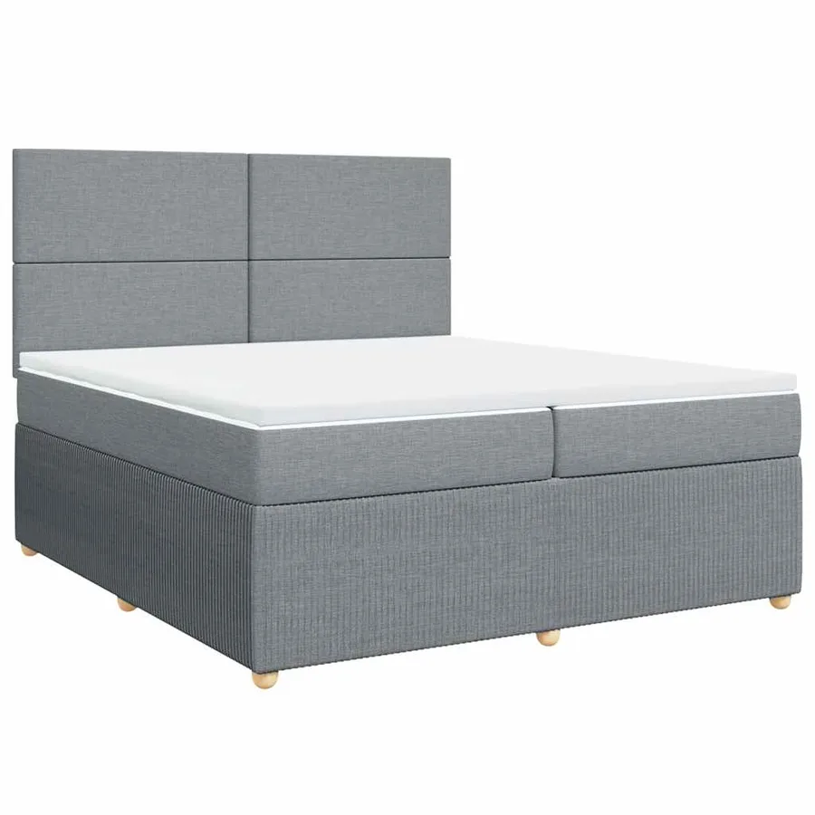Sommier à lattes de lit avec matelas Gris clair 200x200cm Tissu - 3
