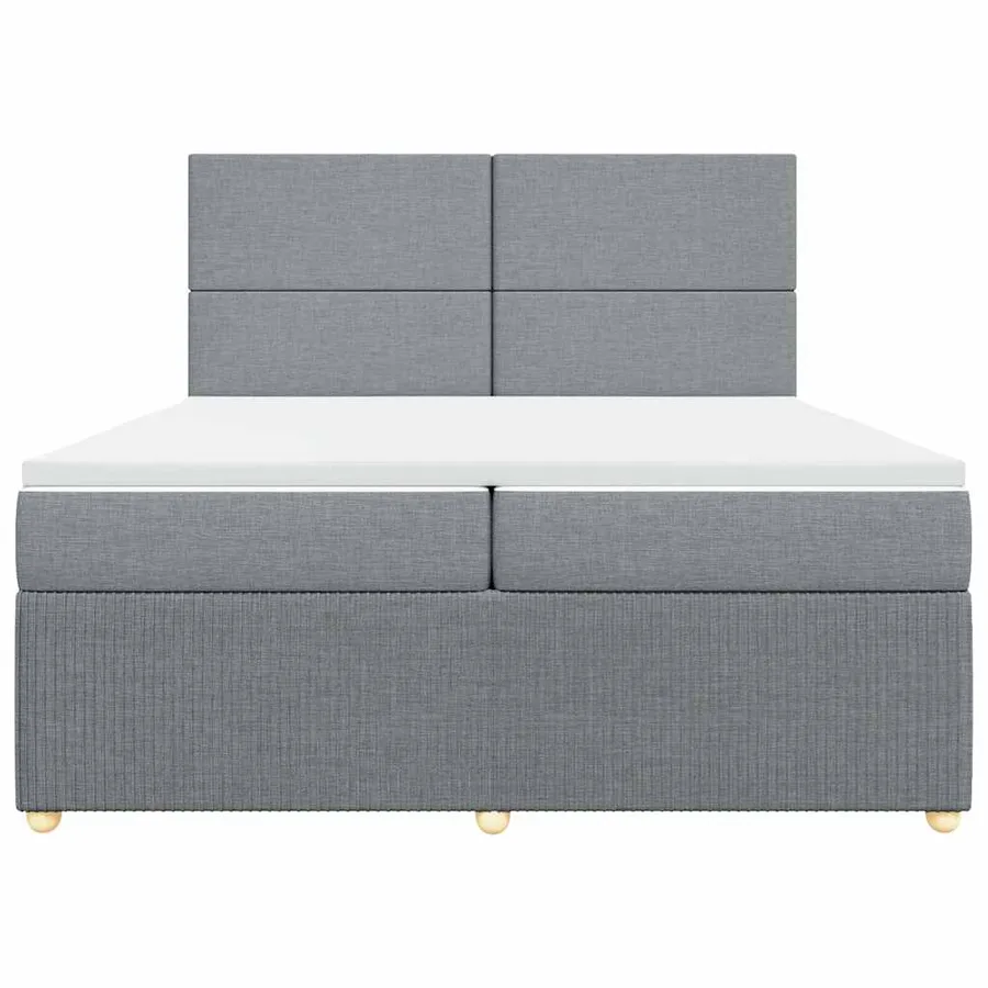 Sommier à lattes de lit avec matelas Gris clair 200x200cm Tissu - 6