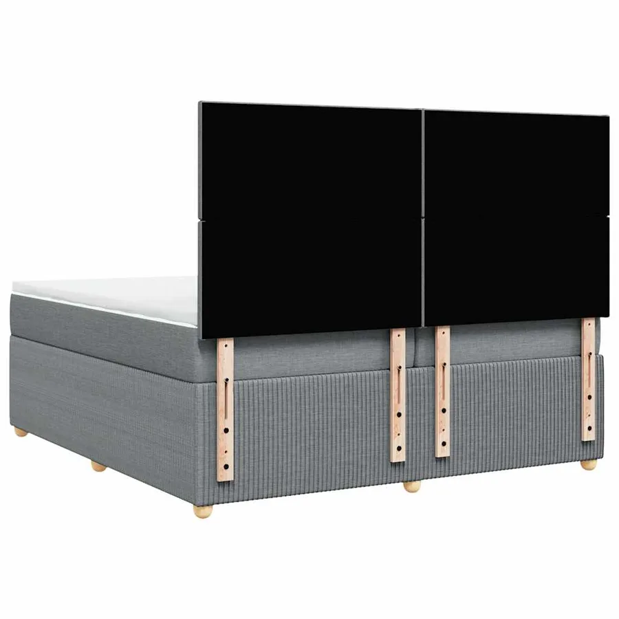 Sommier à lattes de lit avec matelas Gris clair 200x200cm Tissu - 8